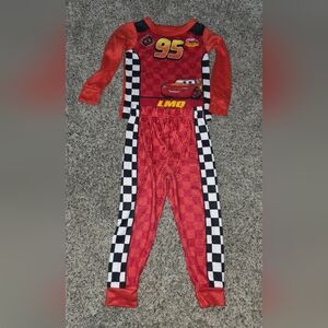 Red Cars Pajama Set with Checkered Design
